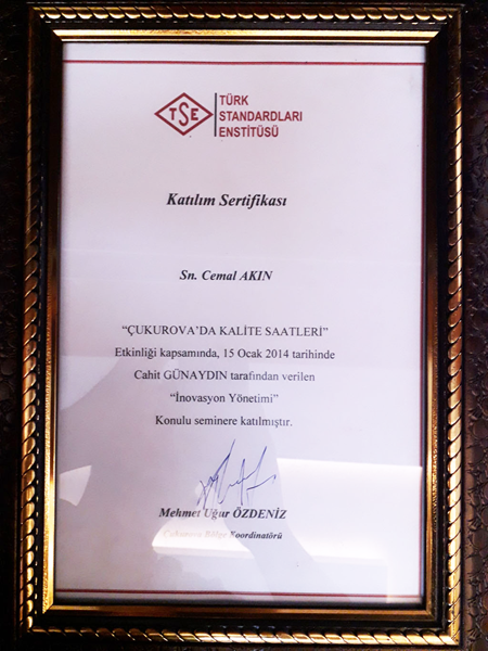 Akineller TSE Belgesi